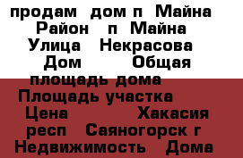 продам  дом п. Майна › Район ­ п. Майна › Улица ­ Некрасова › Дом ­ 20 › Общая площадь дома ­ 40 › Площадь участка ­ 10 › Цена ­ 1 400 - Хакасия респ., Саяногорск г. Недвижимость » Дома, коттеджи, дачи продажа   . Хакасия респ.,Саяногорск г.